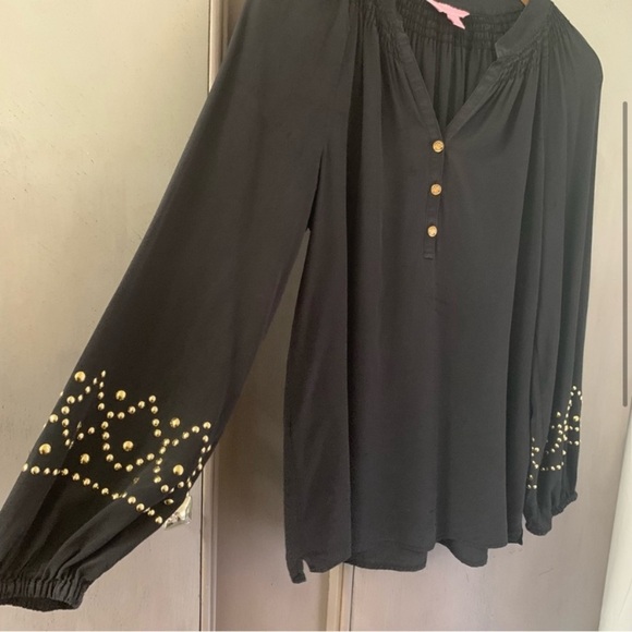 Lilly Pulitzer Silk Black Top - Picture 6 of 8